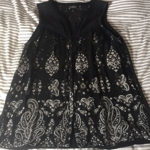 Lucky Brand Black Paisley Print Lace Tank